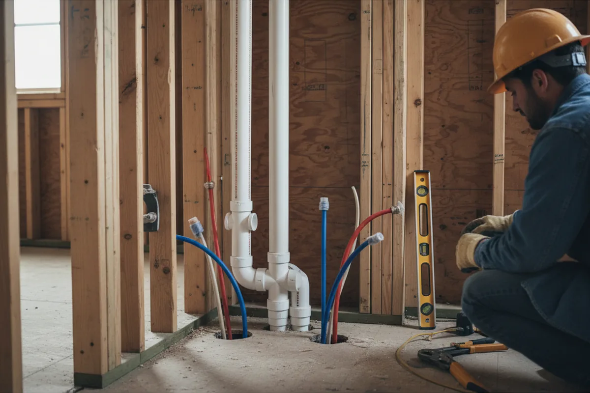 Drain and supply rough-in during Drain Cleaning in Springville